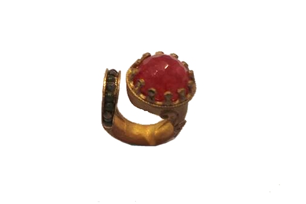Ottaman Hands Stone and Wrap Ring Red and Tiger Eye